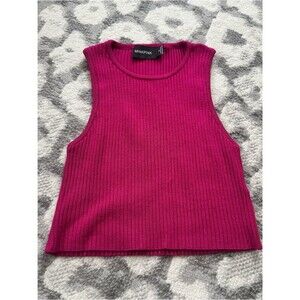Mink Pink Medium M Women’s Fuschia Magenta Crop Sweater Tank Top High Neck Cute